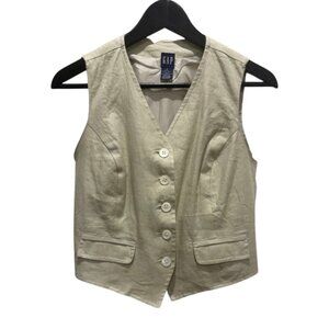 Women's GAP Tailored Cream Linen Vest Size Small